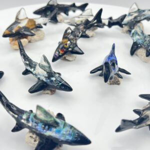 Semi-Precious Stone Shark With Base - Large