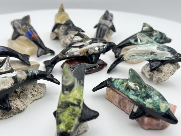 Semi-Precious Stone Dolphin With Base - Small, Assorted
